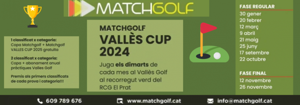 Matchgolf Vallès Cup. Dimarts 9 abril. Consulta les classificacions!